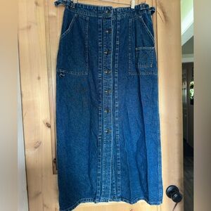 Denim Button-Down Skirt with Pockets